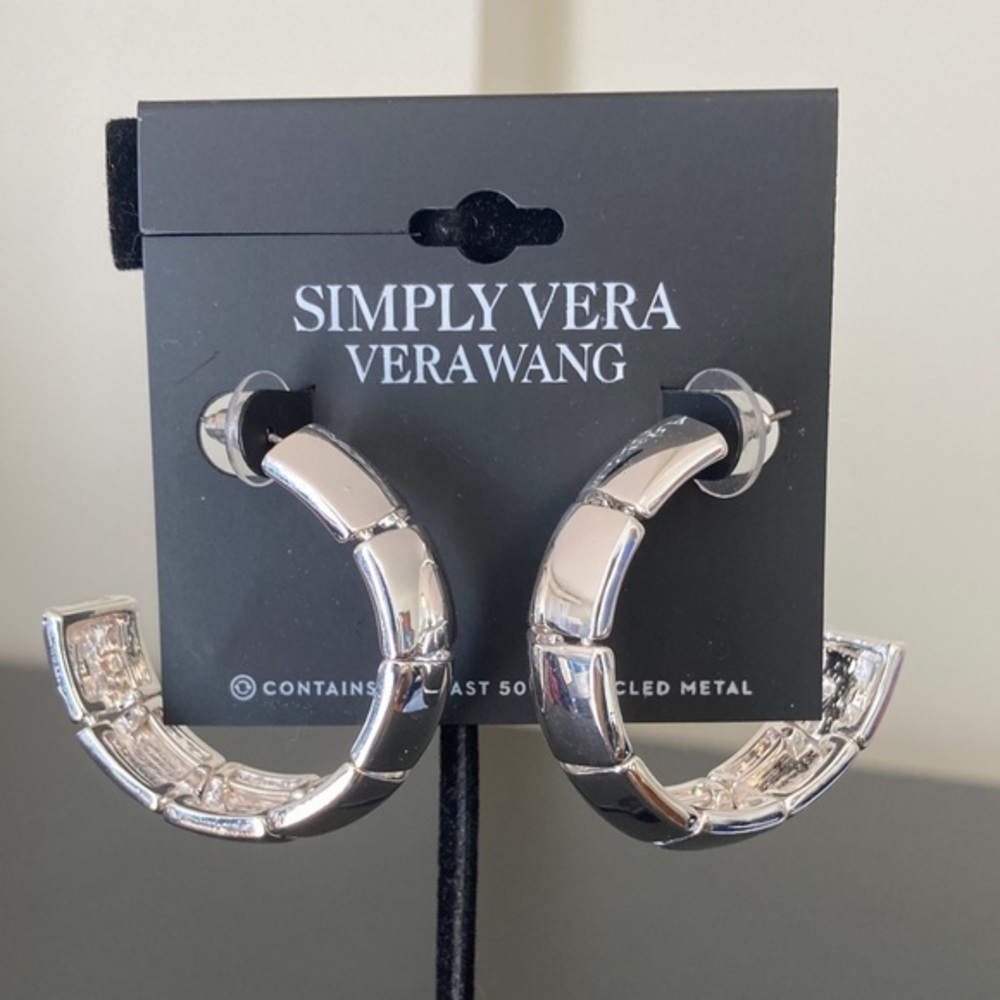 Simply Vera Vera Wang Shiny Silver Chunky Hoop Earrings